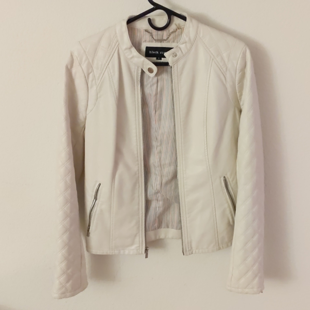 Black Rivet white leather jacket